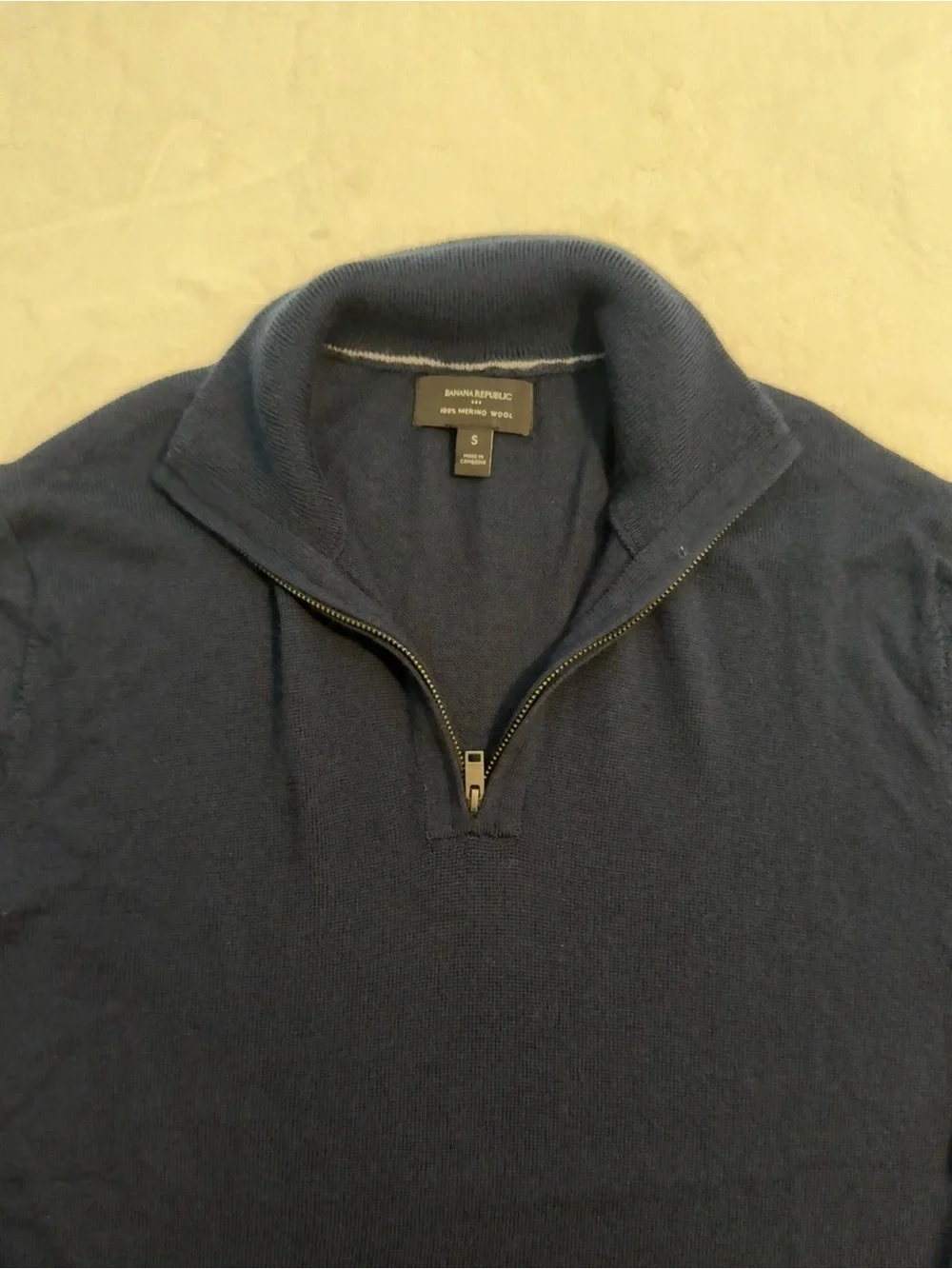 Men's Banana Republic Merino Wool Quarter Zip Sweater Navy